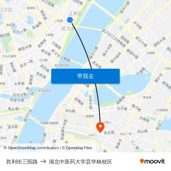 胜利街三阳路 to 湖北中医药大学昙华林校区 map