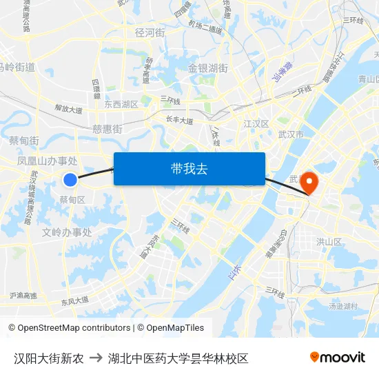 汉阳大街新农 to 湖北中医药大学昙华林校区 map