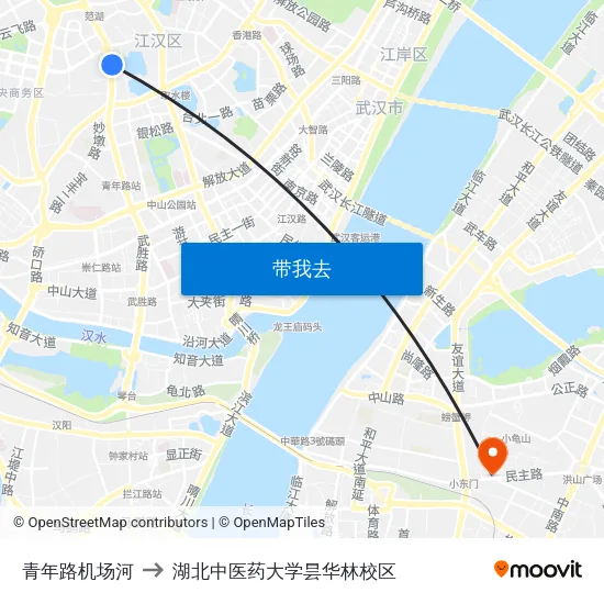 青年路机场河 to 湖北中医药大学昙华林校区 map