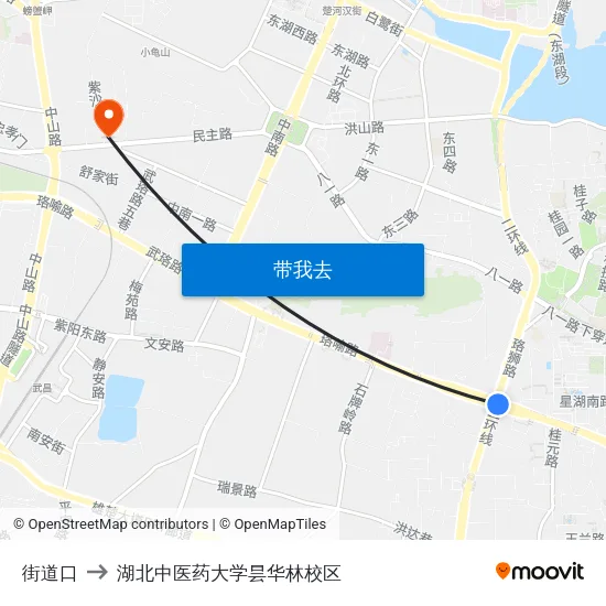 街道口 to 湖北中医药大学昙华林校区 map