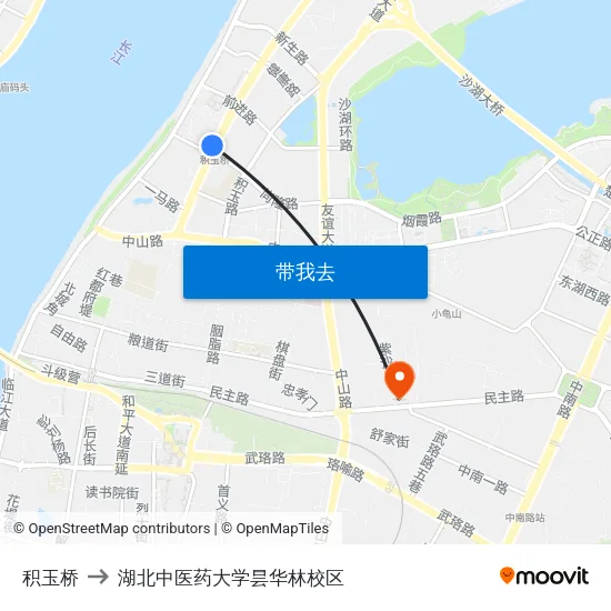 积玉桥 to 湖北中医药大学昙华林校区 map