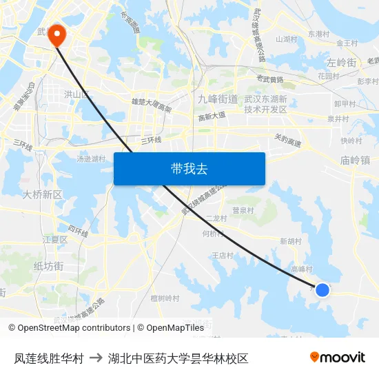 凤莲线胜华村 to 湖北中医药大学昙华林校区 map
