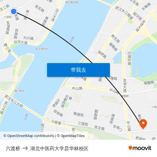 六渡桥 to 湖北中医药大学昙华林校区 map