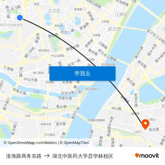 淮海路商务东路 to 湖北中医药大学昙华林校区 map