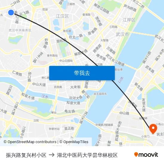 振兴路复兴村小区 to 湖北中医药大学昙华林校区 map