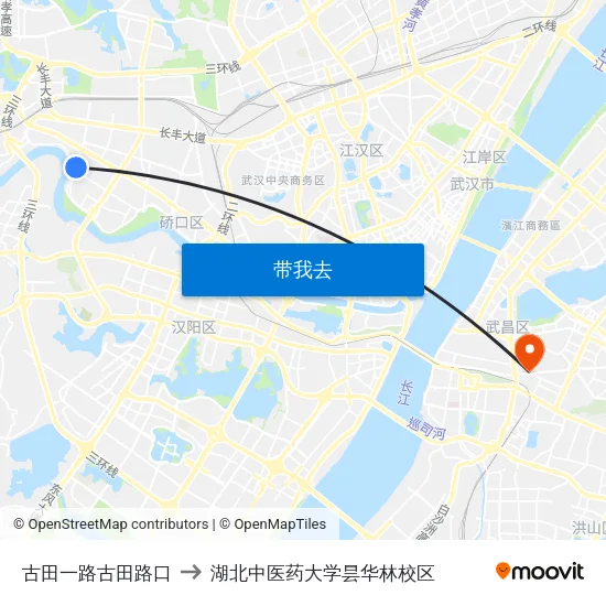 古田一路古田路口 to 湖北中医药大学昙华林校区 map