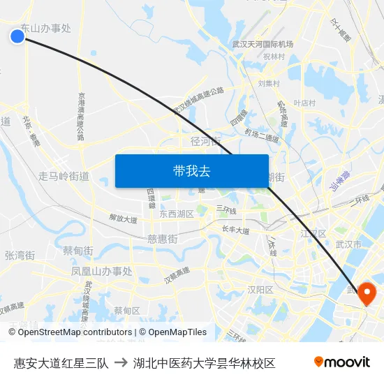 惠安大道红星三队 to 湖北中医药大学昙华林校区 map