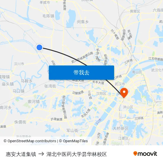 惠安大道集镇 to 湖北中医药大学昙华林校区 map