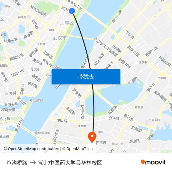 芦沟桥路 to 湖北中医药大学昙华林校区 map