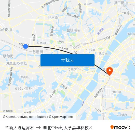 革新大道运河村 to 湖北中医药大学昙华林校区 map