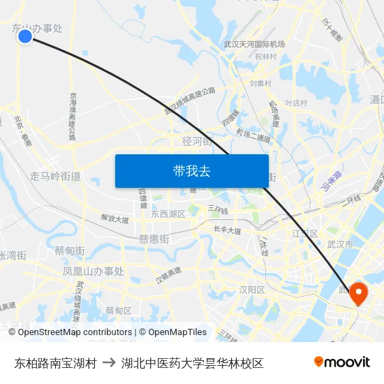 东柏路南宝湖村 to 湖北中医药大学昙华林校区 map