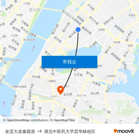 友谊大道秦园居 to 湖北中医药大学昙华林校区 map