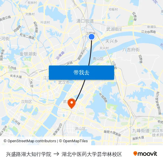 兴盛路湖大知行学院 to 湖北中医药大学昙华林校区 map