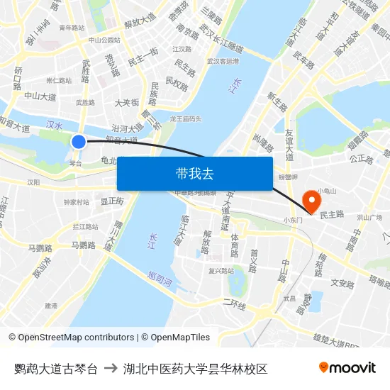 鹦鹉大道古琴台 to 湖北中医药大学昙华林校区 map