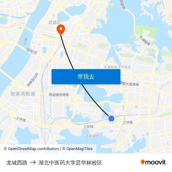 龙城西路 to 湖北中医药大学昙华林校区 map