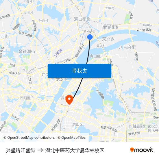 兴盛路旺盛街 to 湖北中医药大学昙华林校区 map