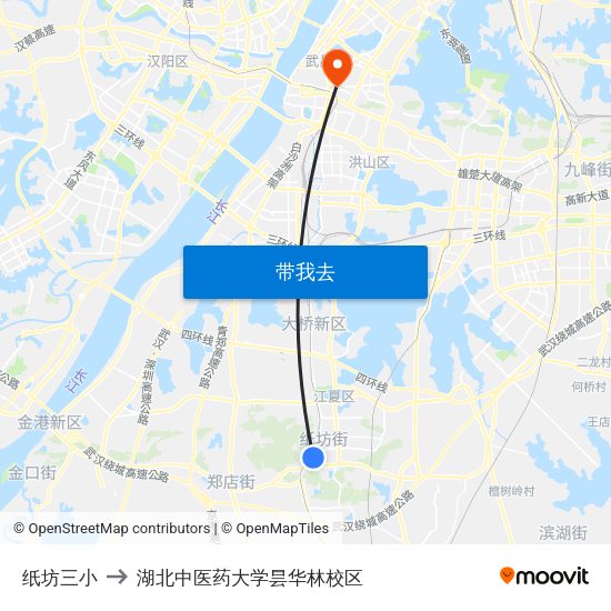 纸坊三小 to 湖北中医药大学昙华林校区 map