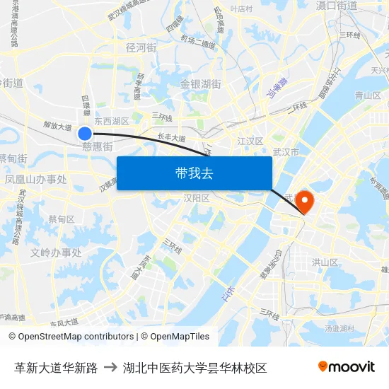 革新大道华新路 to 湖北中医药大学昙华林校区 map