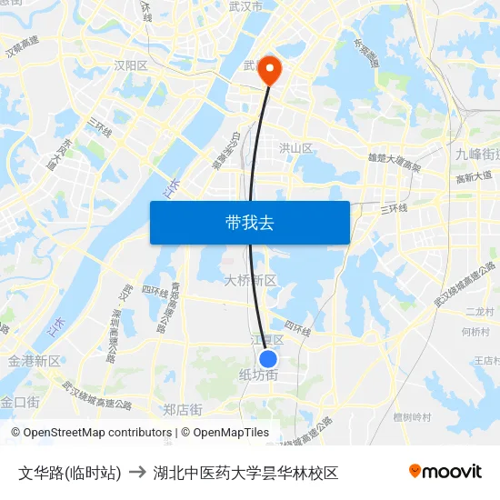 文华路(临时站) to 湖北中医药大学昙华林校区 map