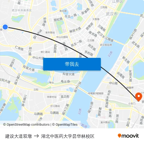 建设大道双墩 to 湖北中医药大学昙华林校区 map