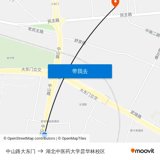 中山路大东门 to 湖北中医药大学昙华林校区 map