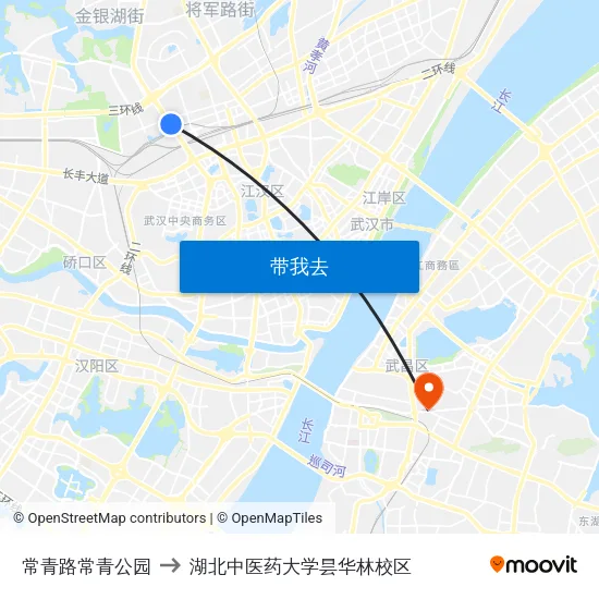 常青路常青公园 to 湖北中医药大学昙华林校区 map