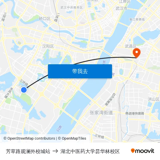 芳草路观澜外校城站 to 湖北中医药大学昙华林校区 map