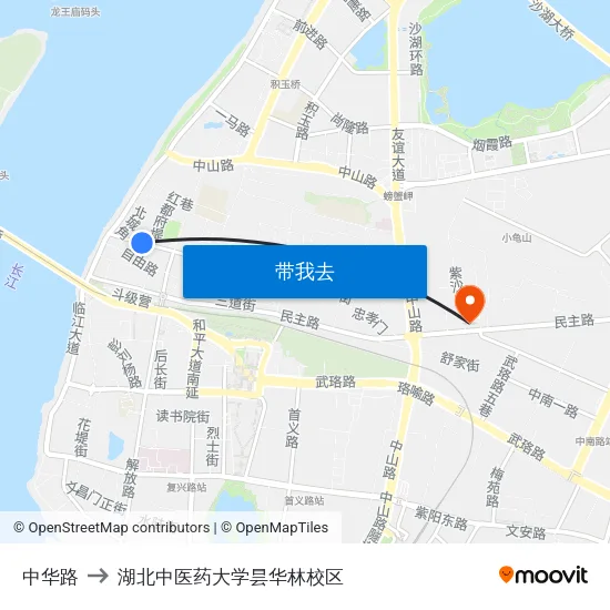 中华路 to 湖北中医药大学昙华林校区 map