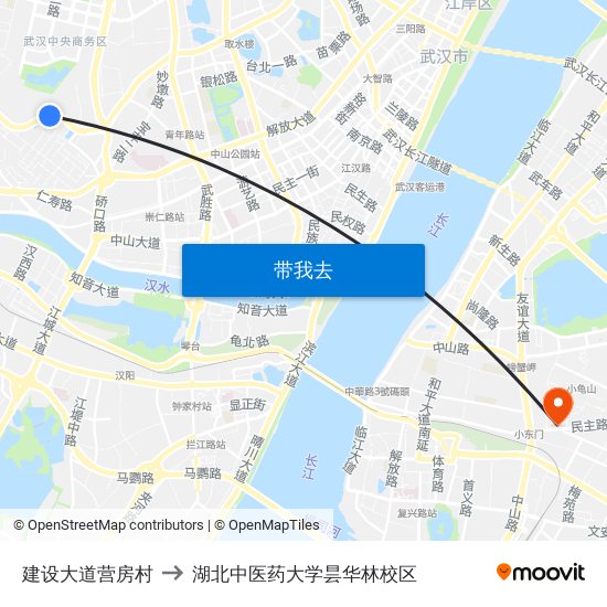 建设大道营房村 to 湖北中医药大学昙华林校区 map