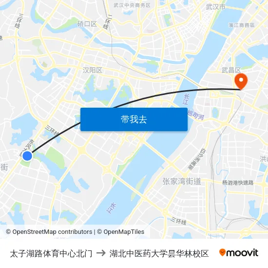 太子湖路体育中心北门 to 湖北中医药大学昙华林校区 map