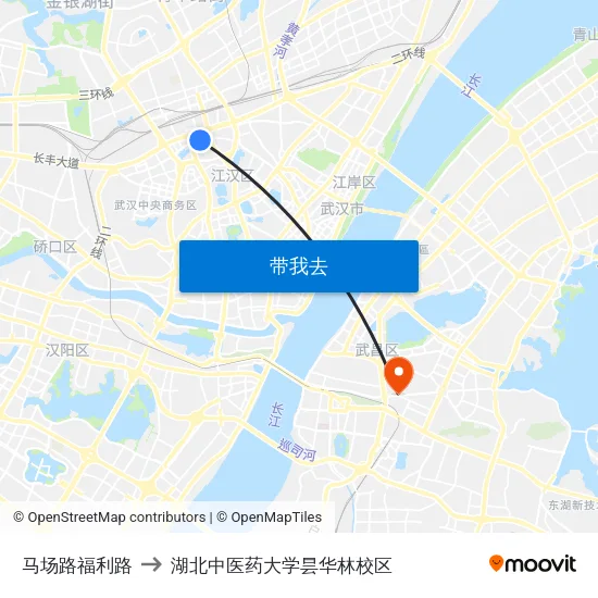 马场路福利路 to 湖北中医药大学昙华林校区 map