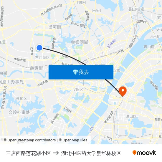 三店西路莲花湖小区 to 湖北中医药大学昙华林校区 map