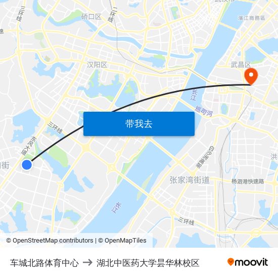 车城北路体育中心 to 湖北中医药大学昙华林校区 map