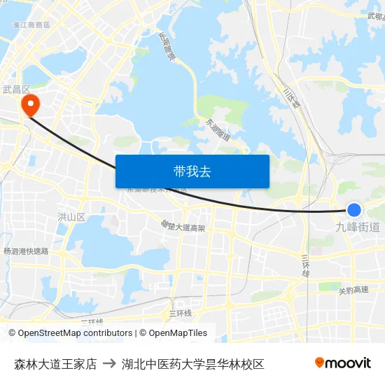 森林大道王家店 to 湖北中医药大学昙华林校区 map