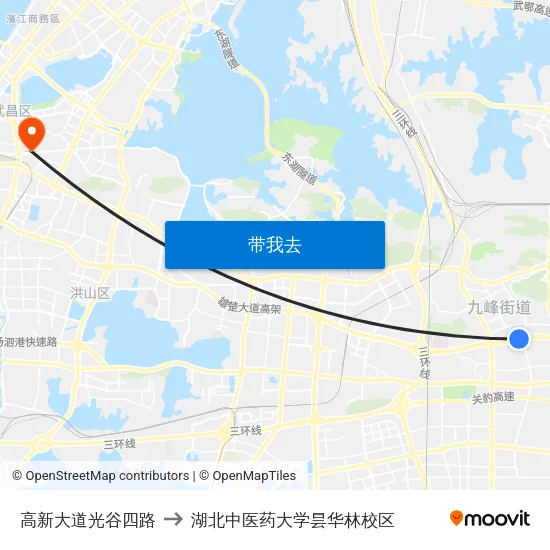 高新大道光谷四路 to 湖北中医药大学昙华林校区 map