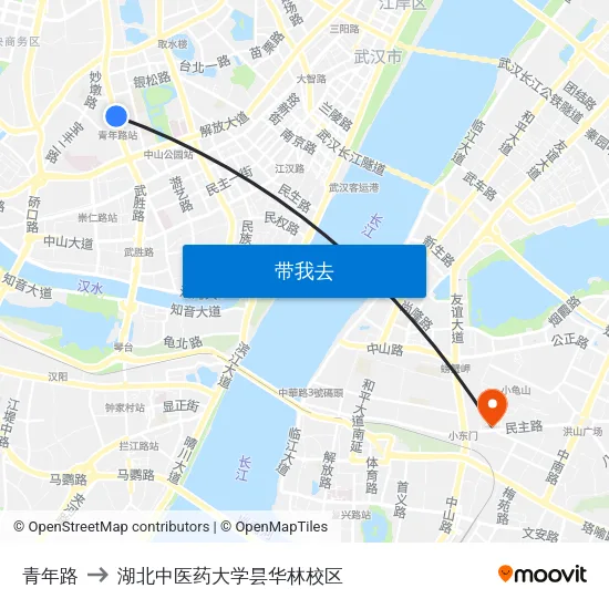 青年路 to 湖北中医药大学昙华林校区 map