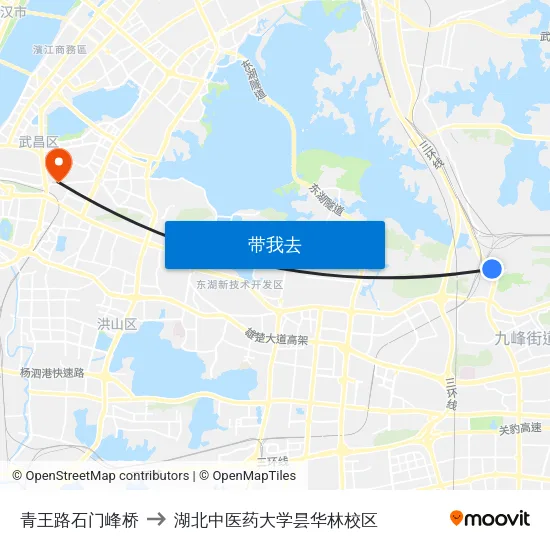 青王路石门峰桥 to 湖北中医药大学昙华林校区 map