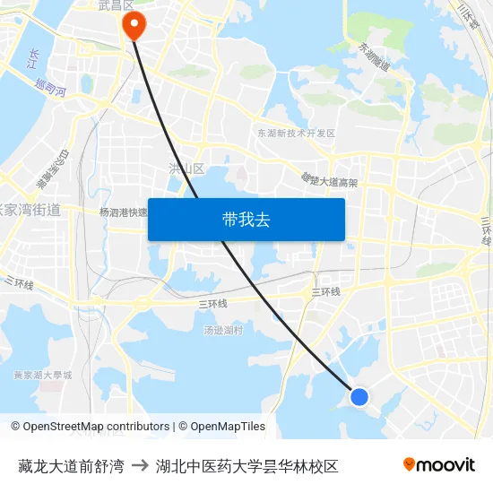 藏龙大道前舒湾 to 湖北中医药大学昙华林校区 map