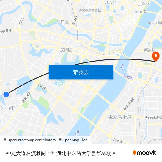 神龙大道名流雅阁 to 湖北中医药大学昙华林校区 map
