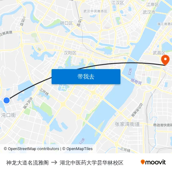 神龙大道名流雅阁 to 湖北中医药大学昙华林校区 map