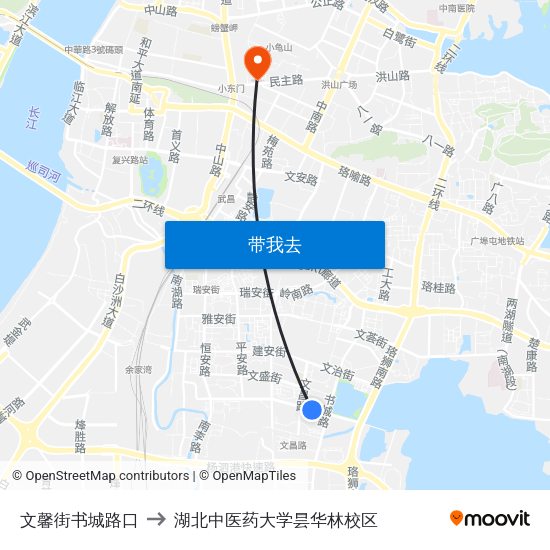 文馨街书城路口 to 湖北中医药大学昙华林校区 map