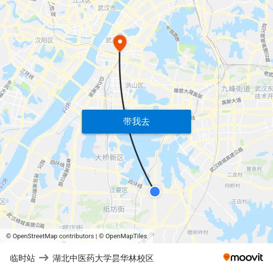 临时站 to 湖北中医药大学昙华林校区 map