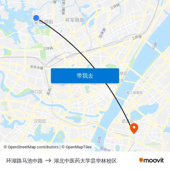 环湖路马池中路 to 湖北中医药大学昙华林校区 map