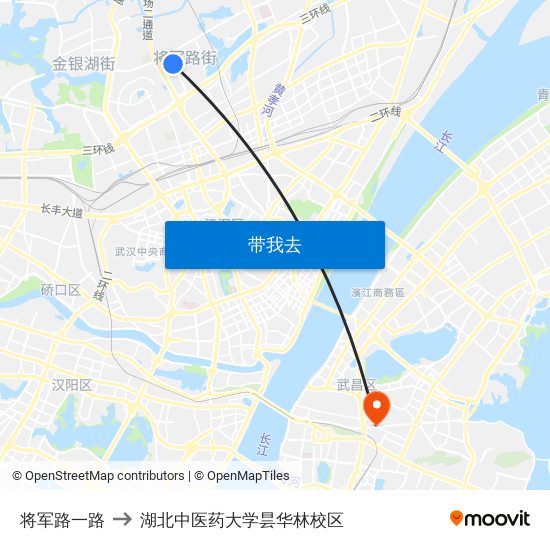 将军路一路 to 湖北中医药大学昙华林校区 map