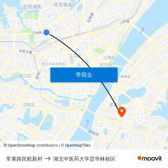 常青路民航新村 to 湖北中医药大学昙华林校区 map