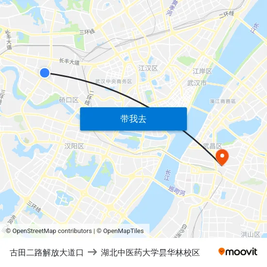 古田二路解放大道口 to 湖北中医药大学昙华林校区 map