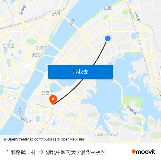 仁和路武丰村 to 湖北中医药大学昙华林校区 map