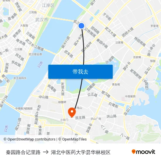 秦园路合记里路 to 湖北中医药大学昙华林校区 map