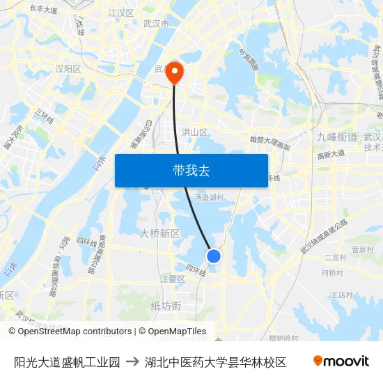 阳光大道盛帆工业园 to 湖北中医药大学昙华林校区 map