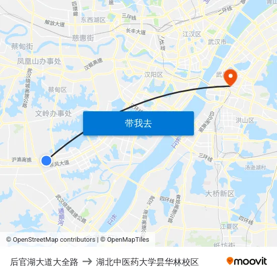 后官湖大道大全路 to 湖北中医药大学昙华林校区 map